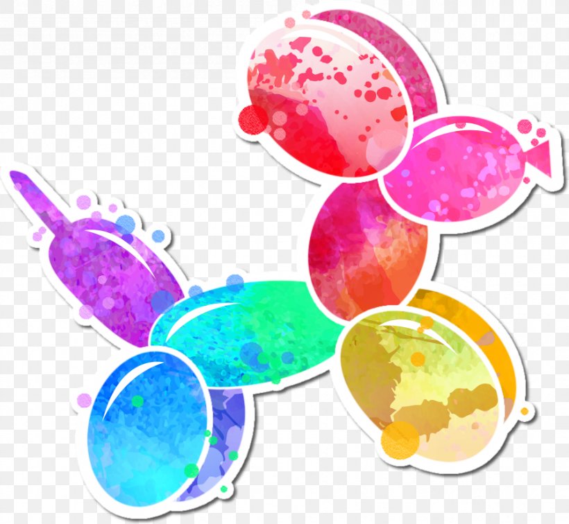 Balloon Dog Watercolor Painting Rainbow, PNG, 897x828px, Balloon Dog, Balloon, Cap, Dog, Dress Download Free