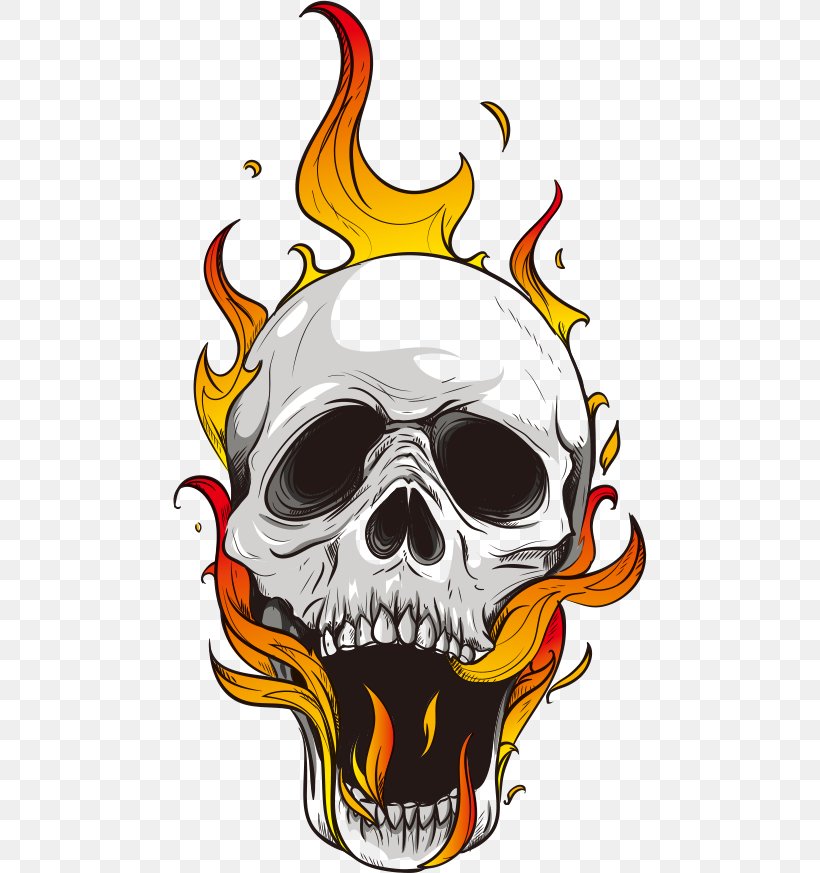Flame Skull Computer File, PNG, 474x873px, Flame, Art, Bone, Cool Flame, Drawing Download Free