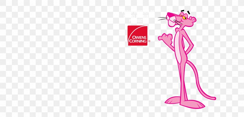The Pink Panther Owens Corning Logo, PNG, 2480x1200px, Pink Panther, Architectural Engineering, Brand, Building Insulation, Cartoon Download Free