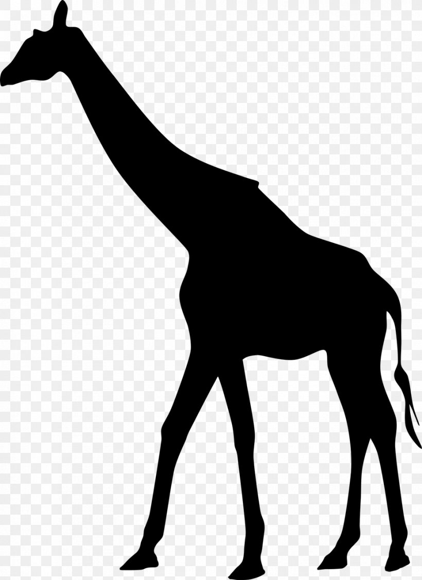 West African Giraffe Silhouette Clip Art, PNG, 931x1280px, West African Giraffe, Animal, Black, Black And White, Colt Download Free