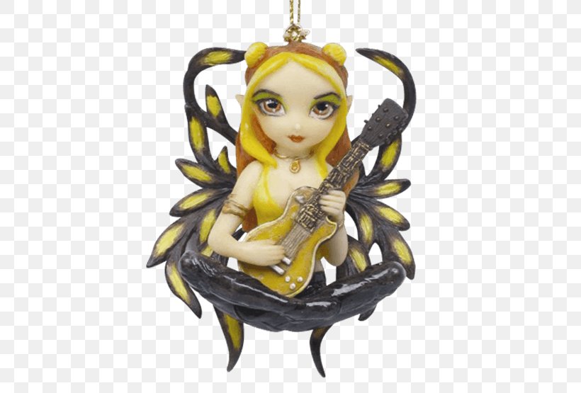 Fairy Golden Guitar Figurine Christmas Ornament Christmas Day, PNG, 555x555px, Watercolor, Cartoon, Flower, Frame, Heart Download Free