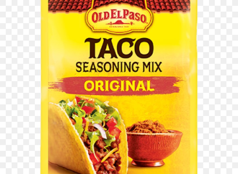 Taco Mexican Cuisine Old El Paso Seasoning Spice Mix, PNG, 800x600px, Taco, American Food, Condiment, Convenience Food, Cuisine Download Free