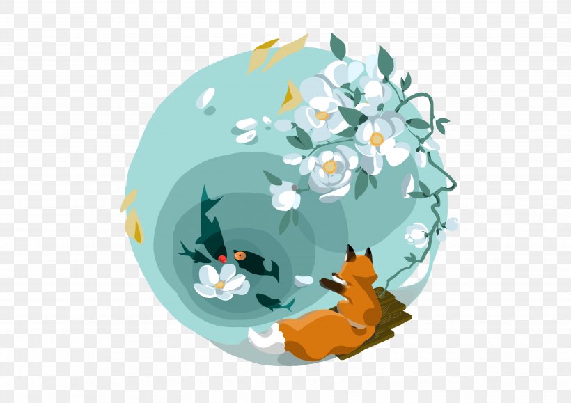 Image Download Fox, PNG, 3508x2480px, Fox, Cartoon, Drawing, Flower, Organism Download Free