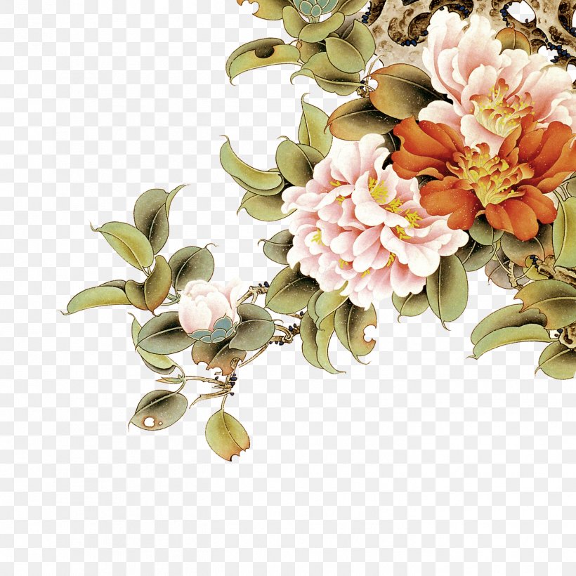 Moutan Peony Floral Design Wall, PNG, 1417x1417px, Moutan Peony, Artificial Flower, Buddharupa, Chinoiserie, Cut Flowers Download Free