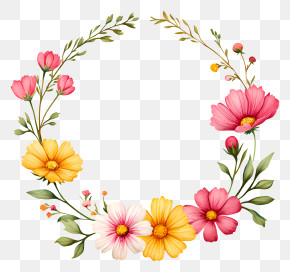 Pink Floral Corner Frame PNG