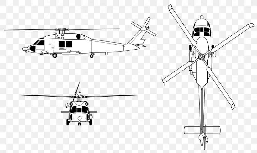 Sikorsky SH-60 Seahawk Sikorsky UH-60 Black Hawk Sikorsky HH-60 Jayhawk Helicopter Sikorsky S-70, PNG, 841x501px, Sikorsky Sh60 Seahawk, Aircraft, Black And White, Drawing, Helicopter Download Free