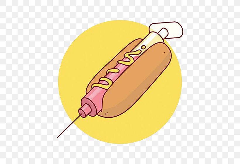 Hot Dog Toast Syringe Injection Illustration, PNG, 560x560px, Hot Dog, Art, Beef, Behance, Creativity Download Free