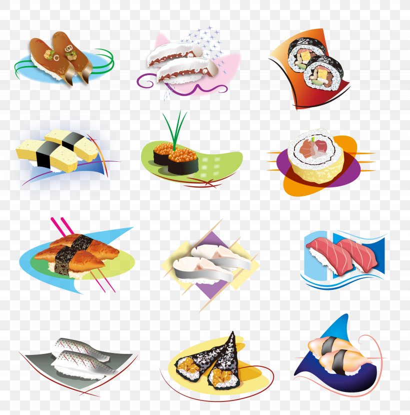 Sushi Seafood Adobe Illustrator, PNG, 1845x1867px, Sushi, Animation, Cartoon, Fashion Accessory, Food Download Free