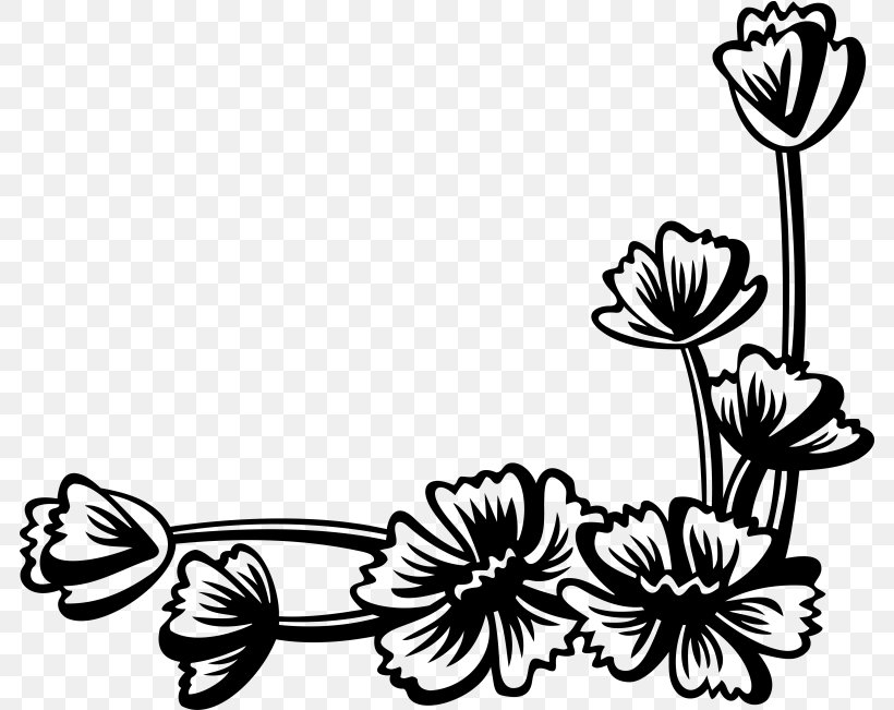 Flower Line Art, PNG, 785x651px, Floral Design, Blackandwhite, Coloring Book, Flower, Herbaceous Plant Download Free