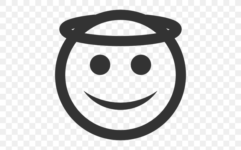 Emoticon Smiley Download, PNG, 512x512px, Emoticon, Angel, Black And White, Emoji, Face Download Free