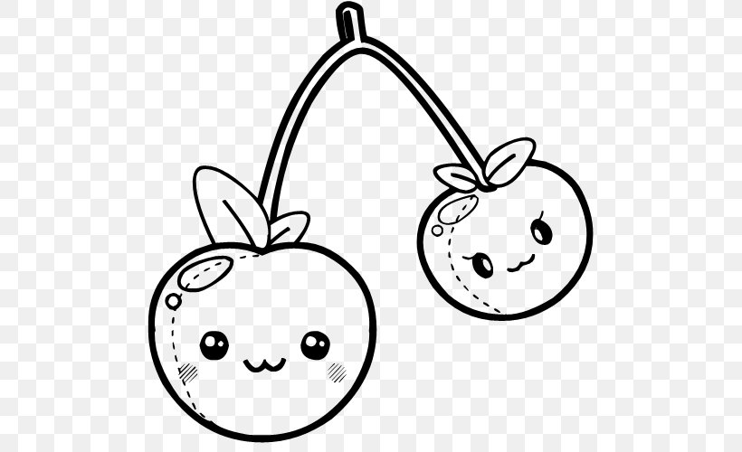 Drawing Cherry Animaatio Food, PNG, 500x500px, Drawing, Animaatio, Area, Black And White, Cartoon Download Free