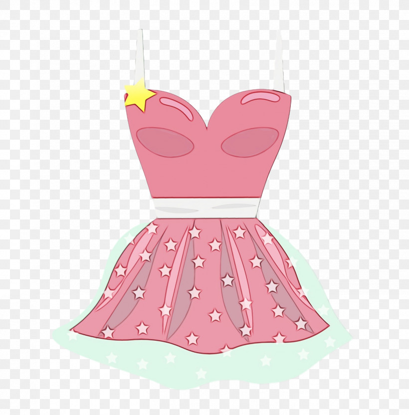Dress Pink M Pattern Clothing, PNG, 1418x1440px, Watercolor, Clothing, Dress, Paint, Pink M Download Free