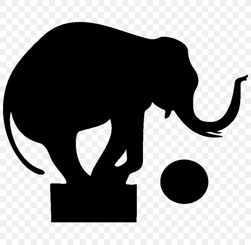 Indian Elephant African Elephant Wildlife Silhouette Clip Art, PNG, 800x800px, Indian Elephant, African Elephant, Animal, Black, Black And White Download Free
