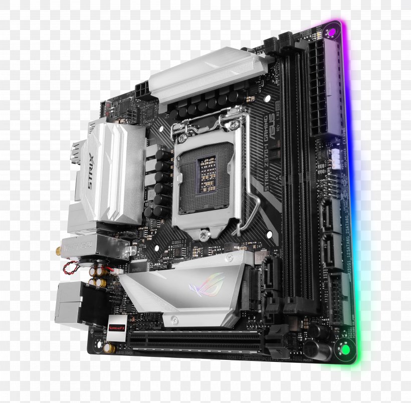 Intel ASUS ROG STRIX Z370-I GAMING, PNG, 4154x4075px, Intel, Asus Rog Strix Z370e Gaming, Coffee Lake, Computer Component, Computer Cooling Download Free