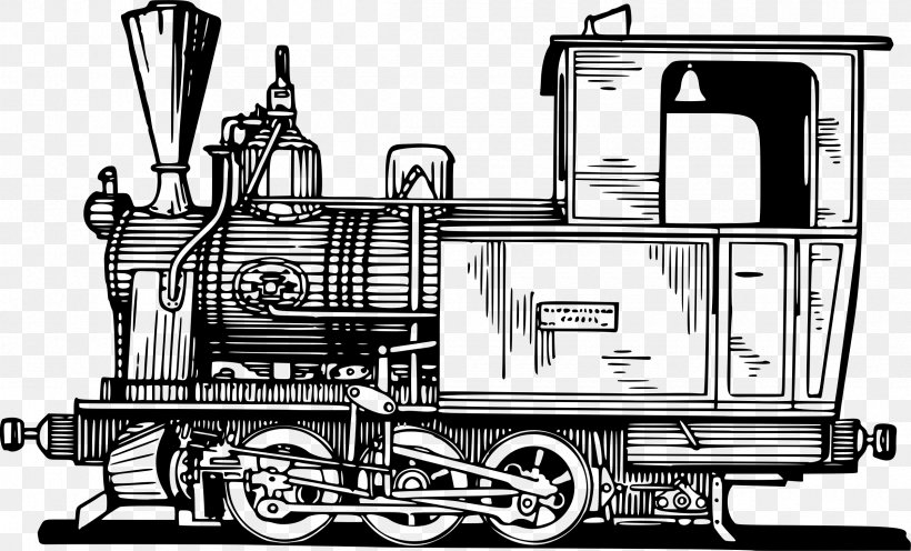 Train Rail Transport Steam Locomotive Passenger Car, PNG, 2400x1454px, Train, Black And White, Cargo, Diesel Locomotive, Engineering Download Free