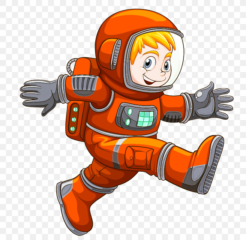 Astronaut, PNG, 739x800px, Cartoon, Animation, Astronaut, Football Fan Accessory, Orange Download Free