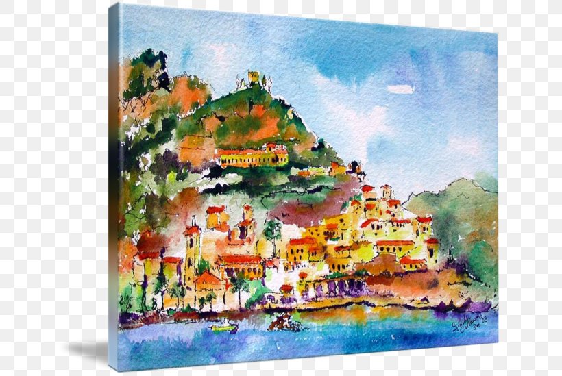 Watercolor Painting Amalfi Gallery Wrap, PNG, 650x549px, Painting, Acrylic Paint, Acrylic Resin, Amalfi, Art Download Free