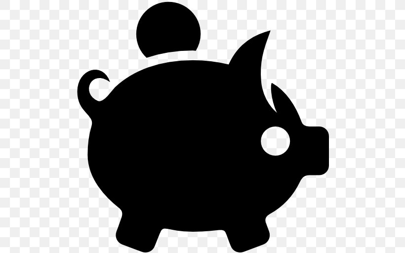 Piggy Bank Money Saving Finance, PNG, 512x512px, Piggy Bank, Bank, Black, Black And White, Carnivoran Download Free