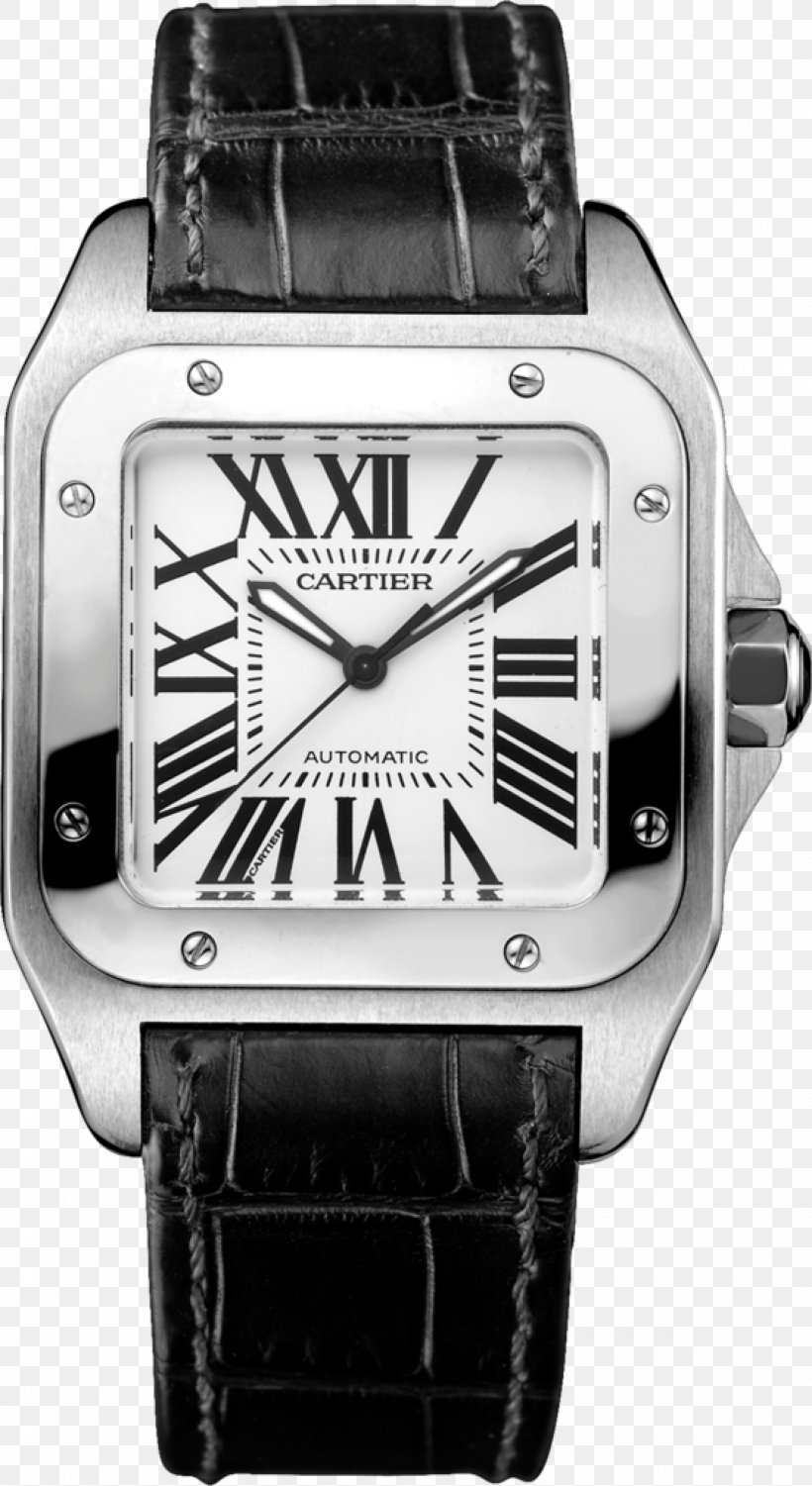 Cartier Santos 100 Automatic Watch Chronograph, PNG, 2000x3663px, Cartier Santos 100, Alberto Santosdumont, Automatic Watch, Black, Brand Download Free
