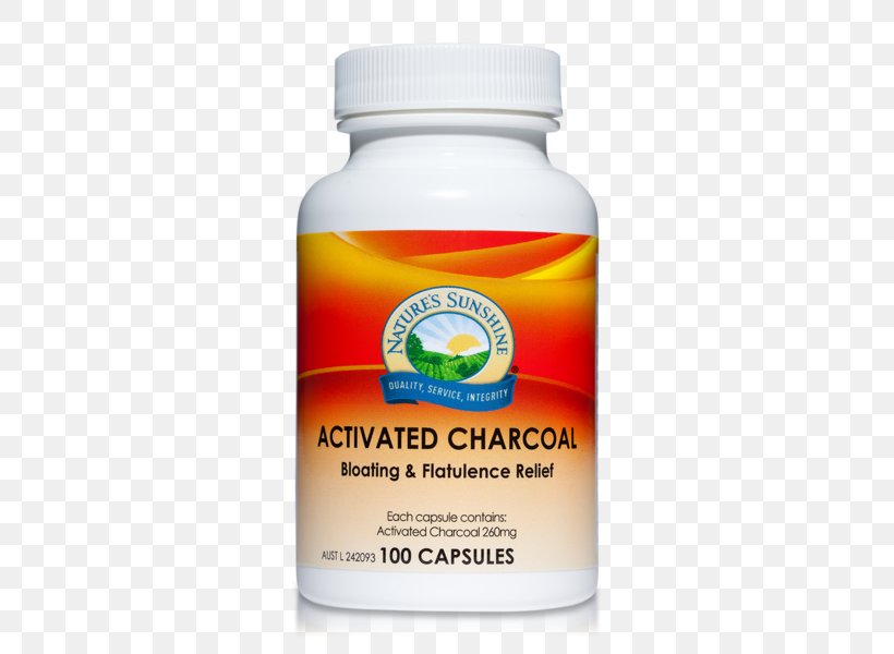 Nature's Sunshine Products Activated Carbon Charcoal Capsule Dietary Supplement, PNG, 450x600px, Activated Carbon, Bloating, Buckminsterfullerene, Capsule, Carbon Download Free