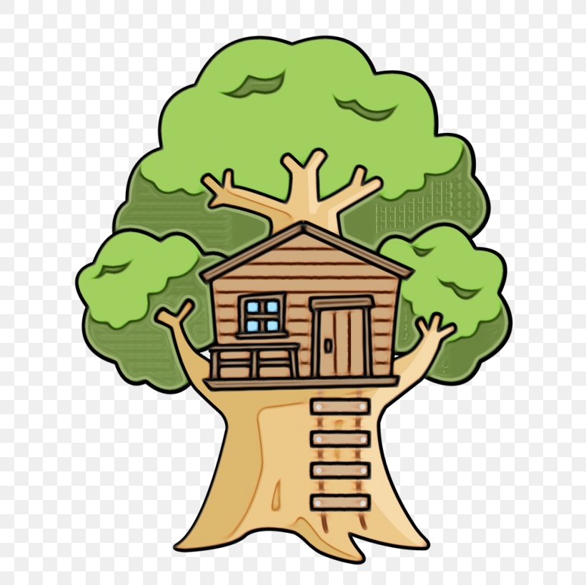 Green Cartoon Clip Art Tree House, PNG, 650x819px, Watercolor, Cartoon,  Fictional Character, Green, House Download Free