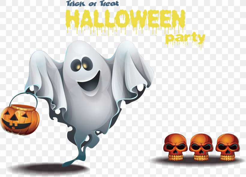 Halloween Trick-or-treating Ghost Holiday, PNG, 4353x3127px, Halloween, Cartoon, Flightless Bird, Ghost, Holiday Download Free