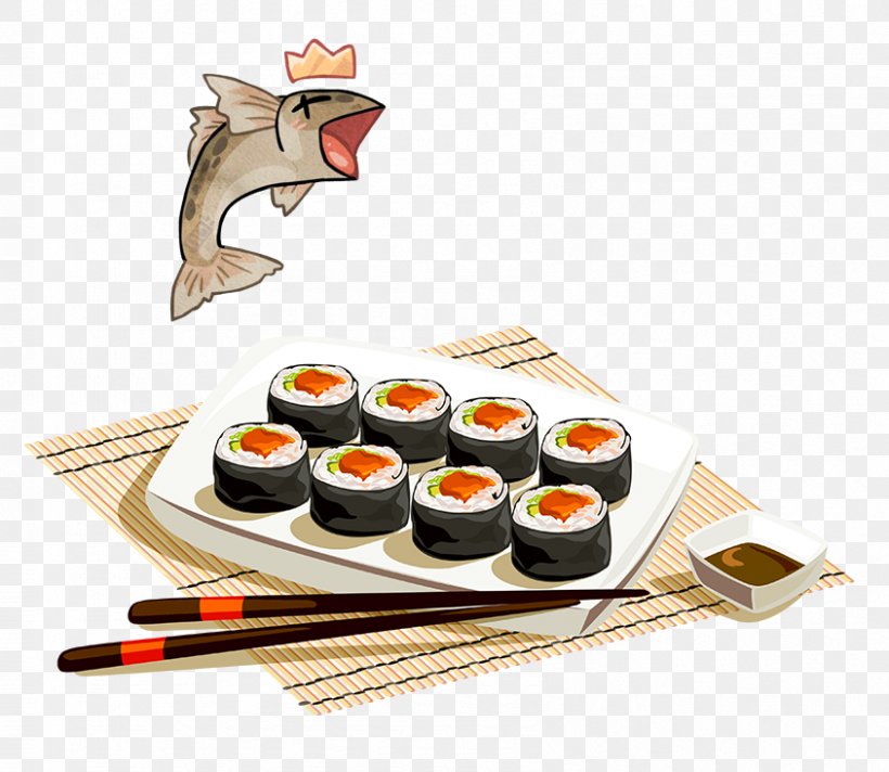 Japanese Cuisine Sushi Sashimi Makizushi, PNG, 844x733px, Japanese Cuisine, Advertising, Asian Food, Cartoon, Chopsticks Download Free