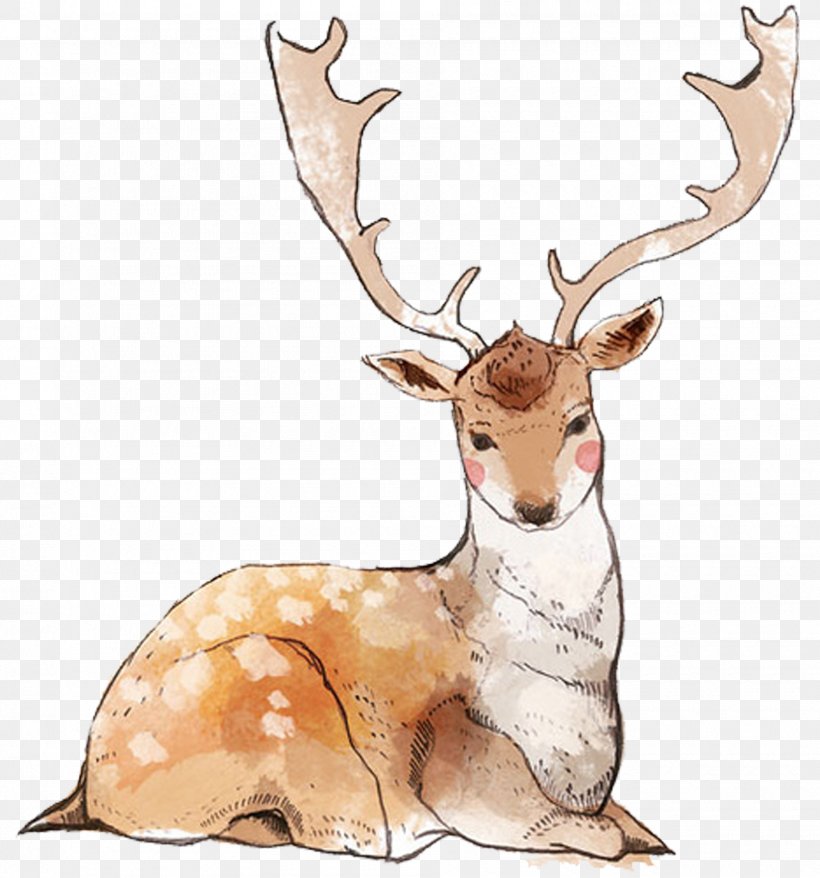 Reindeer Watercolor Painting, PNG, 1890x2024px, Reindeer, Antler, Art, Cartoon, Christmas Download Free