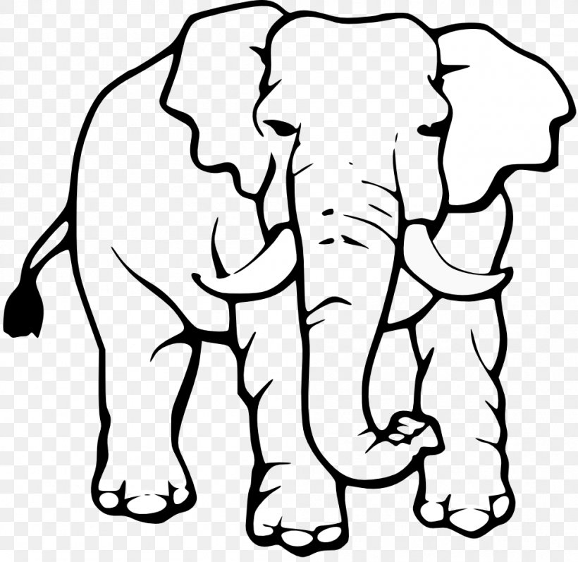 Asian Elephant Black And White Clip Art, PNG, 999x972px, Asian Elephant, African Elephant, Area, Art, Black And White Download Free