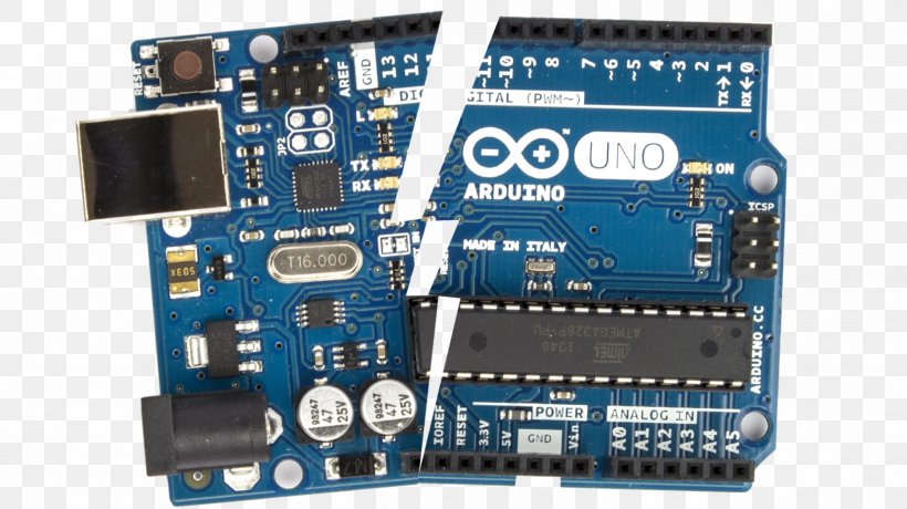 Arduino Uno Electronic Circuit Printed Circuit Board Computer, PNG, 1649x927px, Arduino, Analog Signal, Analogtodigital Converter, Arduino Uno, Circuit Component Download Free