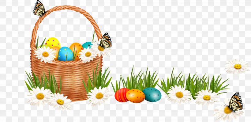 Easter Bunny Easter Egg Basket, PNG, 4222x2052px, Easter Bunny, Basket, Drawing, Easter, Easter Basket Download Free