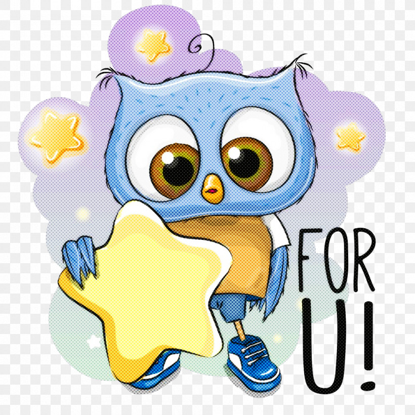 Cartoon Owl Yellow Sticker Bird Of Prey, PNG, 1000x1000px, Cartoon, Bird Of Prey, Owl, Sticker, Yellow Download Free