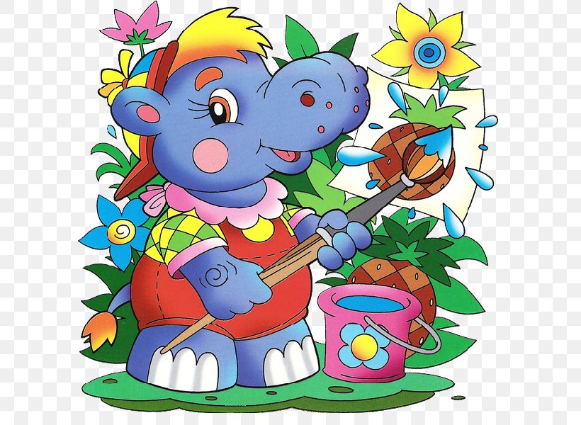 Hippopotamus Painting Cartoon Clip Art, PNG, 600x600px, Hippopotamus, Animal, Animation, Area, Art Download Free