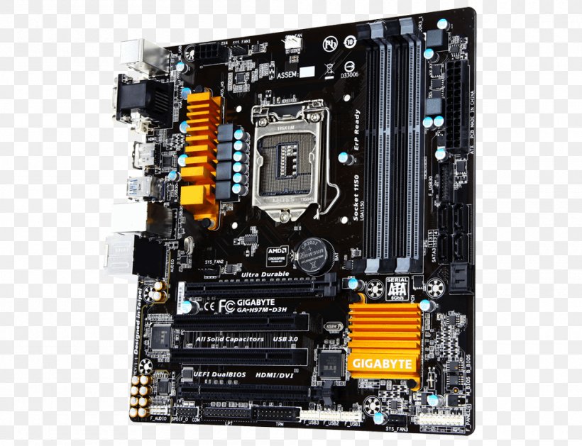 Intel Motherboard LGA 1150 Gigabyte GA-Z97M-D3H Gigabyte Technology, PNG, 1000x768px, Intel, Atx, Computer Component, Computer Hardware, Cpu Download Free