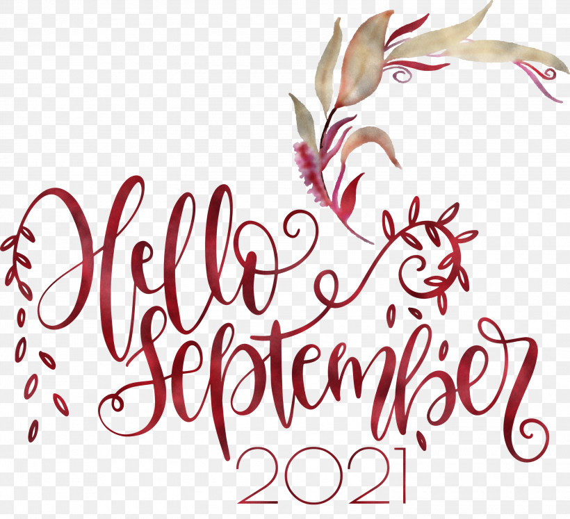 Hello September September, PNG, 3000x2736px, Hello September, Calligraphy, Flower, Personal, Petal Download Free