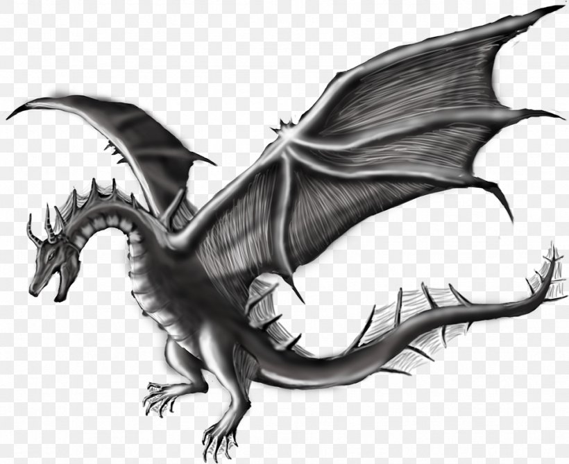Dragon Wyvern Silhouette, PNG, 973x795px, Dragon, Black And White, Demon, Drawing, Fictional Character Download Free