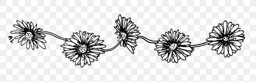 Drawing Common Daisy Daisy Chain, PNG, 1078x346px, Drawing, Art, Black And White, Body Jewelry, Branch Download Free