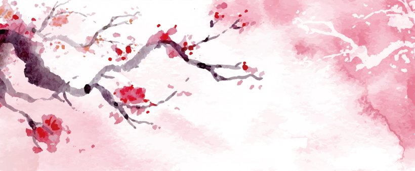 Download Cherry Blossom Watercolor Painting, PNG, 2775x1146px, Cherry Blossom, Art, Banner, Blossom, Branch Download Free