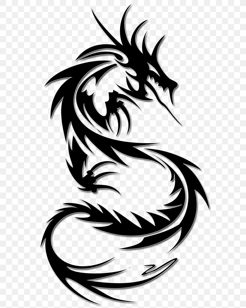 Tattoo Dragon Clip Art, PNG, 604x1024px, Tattoo, Bird, Black And White, Body Modification, Dragon Download Free