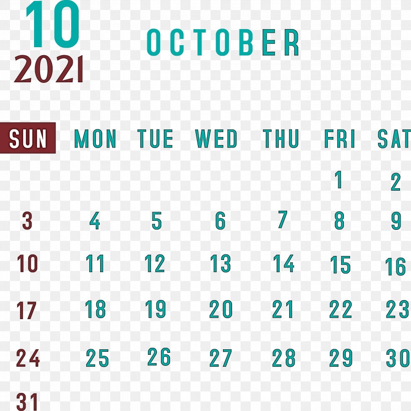 October 2021 Printable Calendar 2021 Monthly Calendar Printable 2021 Monthly Calendar Template, PNG, 3000x2997px, 2021 Monthly Calendar, October 2021 Printable Calendar, Angle, Area, Geometry Download Free