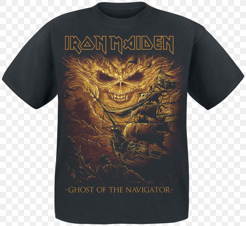 T-shirt Iron Maiden Ghost Of The Navigator Heavy Metal Musical Ensemble, PNG, 1305x1200px, Watercolor, Cartoon, Flower, Frame, Heart Download Free