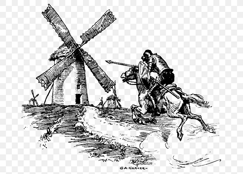 Don Quixote La Mancha Sancho Panza Tilting At Windmills Drawing, PNG, 690x586px, Don Quixote, Art, Artwork, Black And White, Book Download Free