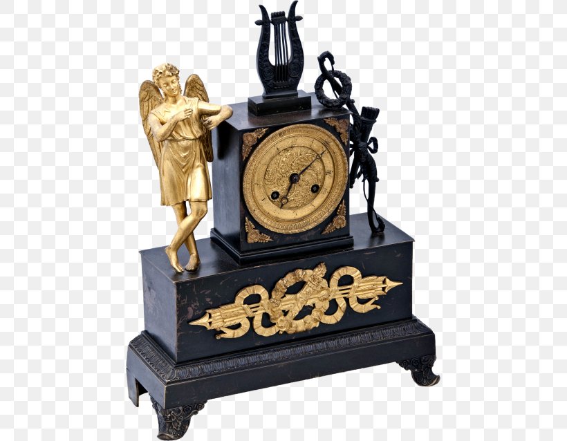 French Empire Mantel Clock Fireplace Mantel Gilding, PNG, 455x638px, Clock, Antique, Bronze, Bronze Caster, Bronze Sculpture Download Free