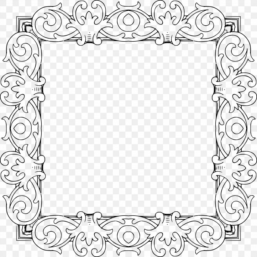 Picture Frames Clip Art, PNG, 2312x2312px, Picture Frames, Area, Black And White, Border, Floral Design Download Free