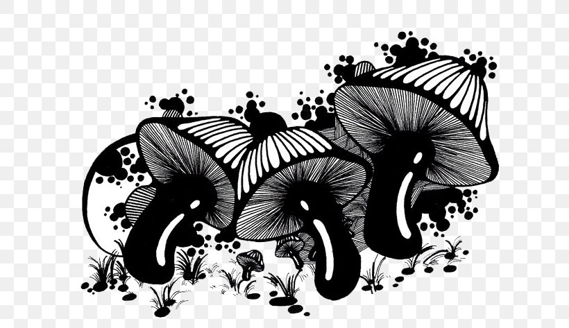 Black And White Mushroom, PNG, 670x473px, Black And White, Art, Butterfly, Designer, Drawing Download Free
