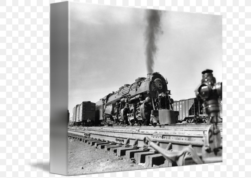 Train Railroad Car Locomotive Rail Transport Gallery Wrap, PNG, 650x582px, Train, Art, Black And White, Canvas, Gallery Wrap Download Free