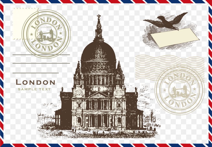 London Paris Paper Postage Stamp, PNG, 1928x1337px, London, Brand, Cover, Drawing, Landmark Download Free