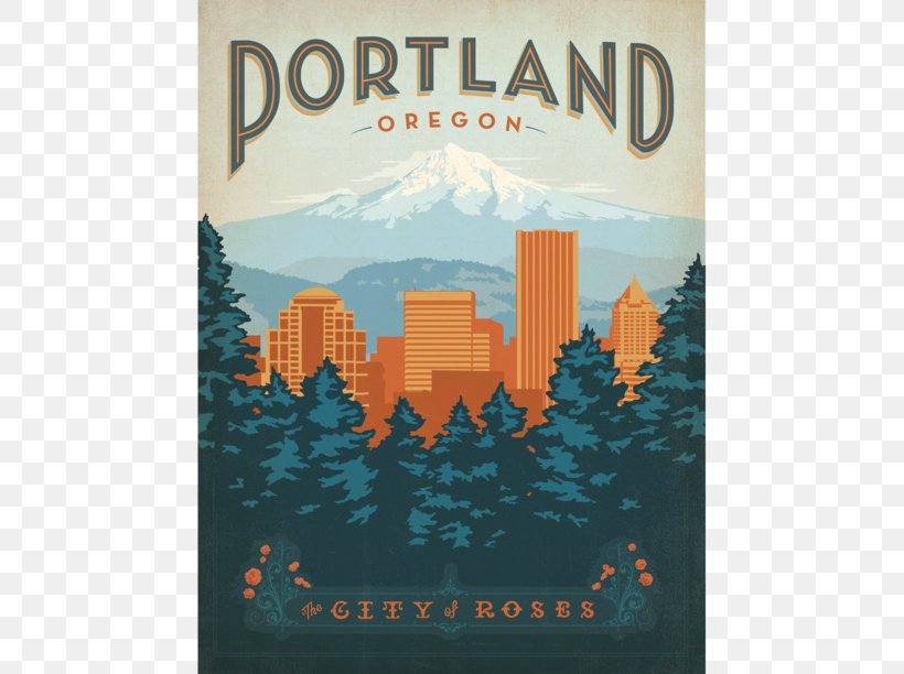 Portland Poster Decorative Arts Graphic Design, PNG, 612x612px, Portland, Advertising, Allposterscom, Art, Canvas Print Download Free