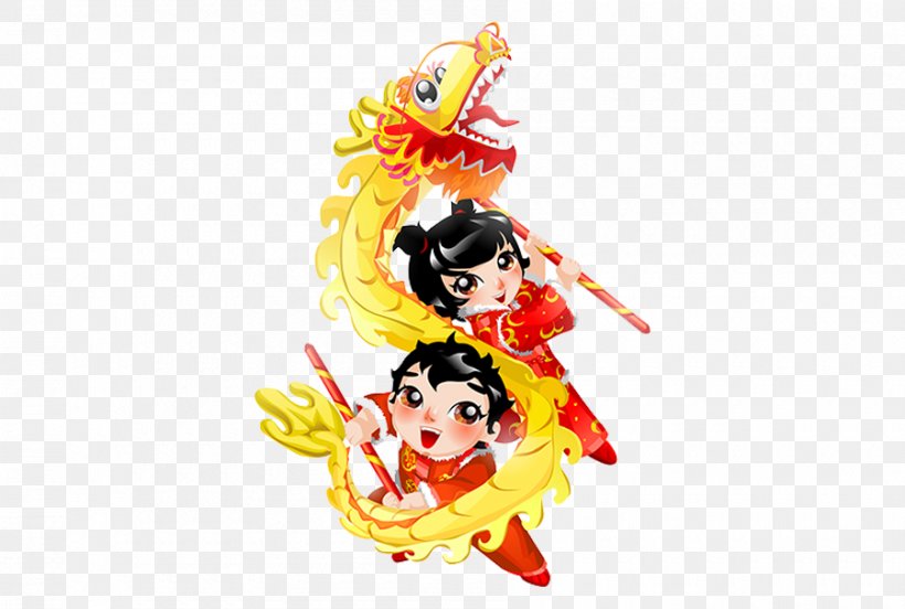 Dragon Dance Lion Dance Chinese New Year Illustration, PNG, 900x606px, Dragon Dance, Art, Cartoon, Chinese Dragon, Chinese New Year Download Free