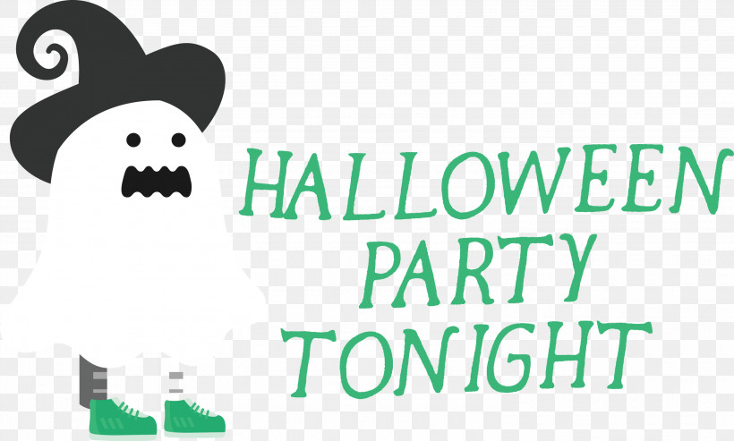 Halloween Halloween Party Tonight, PNG, 3000x1807px, Halloween, Behavior, Green, Happiness, Line Download Free